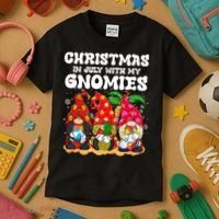 Summer Vacation Gnomes Lover Funny Christmas In July Kids T-Shirt thumb 3