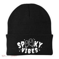 Spooky Vibes Halloween Ghost Cute Beanie thumb 0