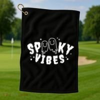 Spooky Vibes Halloween Ghost Cute Golf Towel thumb 1