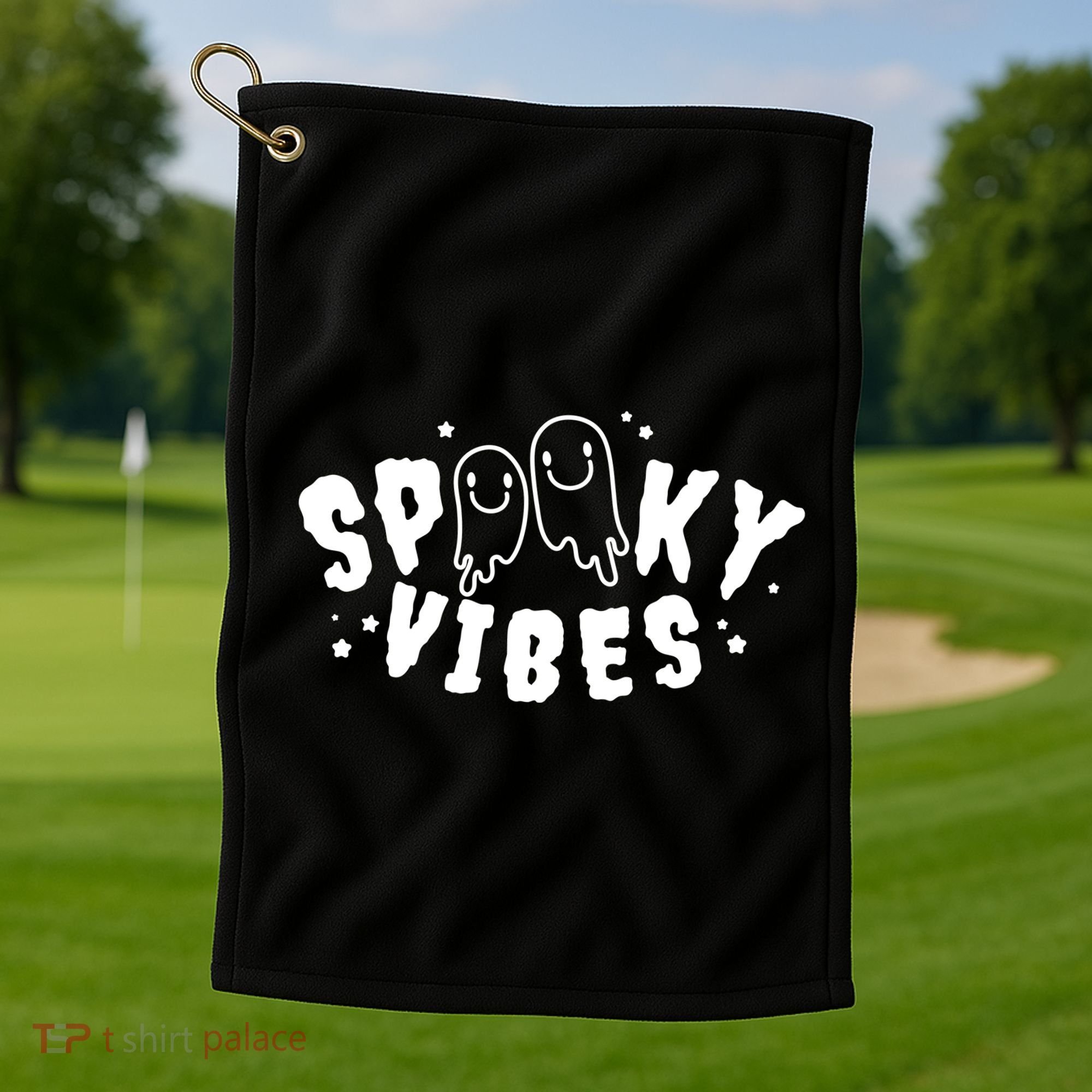 Spooky Vibes Halloween Ghost Cute Golf Towel