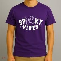 Spooky Vibes Halloween Ghost Cute T-Shirt thumb 3