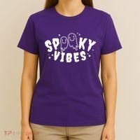 Spooky Vibes Halloween Ghost Cute T-Shirt thumb 4