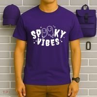 Spooky Vibes Halloween Ghost Cute T-Shirt thumb 6