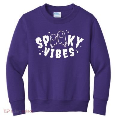 Spooky Vibes Halloween Ghost Cute Kids Sweatshirt