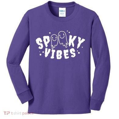 Spooky Vibes Halloween Ghost Cute Kids Long Sleeve Shirt