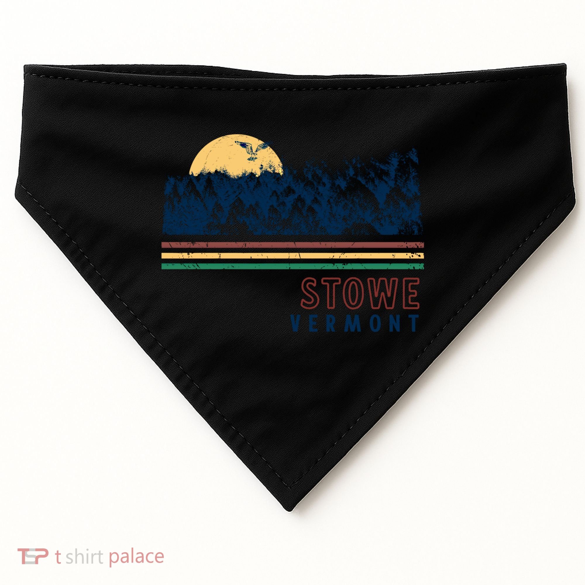 Stowe Vermont Hiking Skiing Retro Cool Gift USA-Made Doggie Bandana