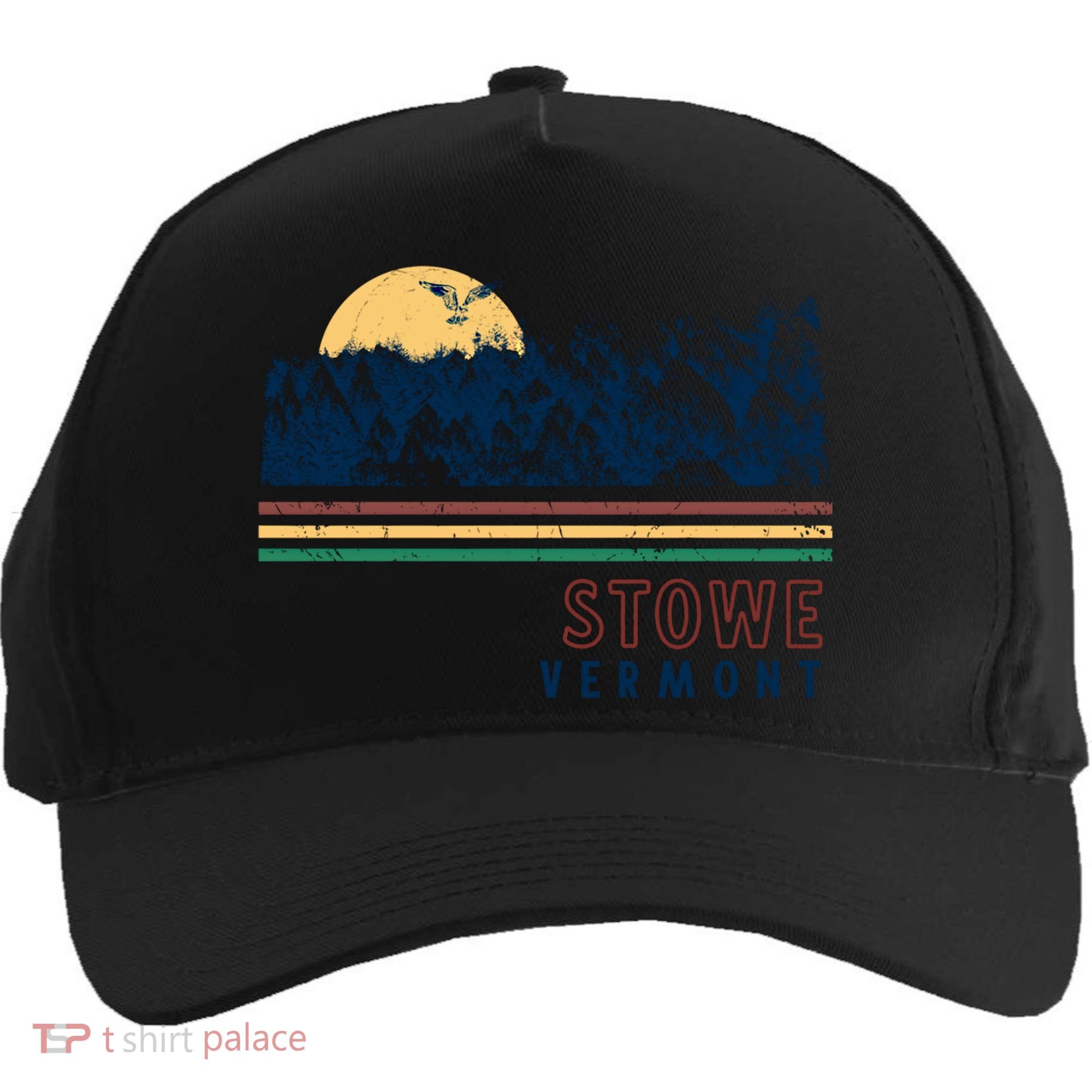 Stowe Vermont Hiking Skiing Retro Cool Gift Five-Panel Snapback Cap