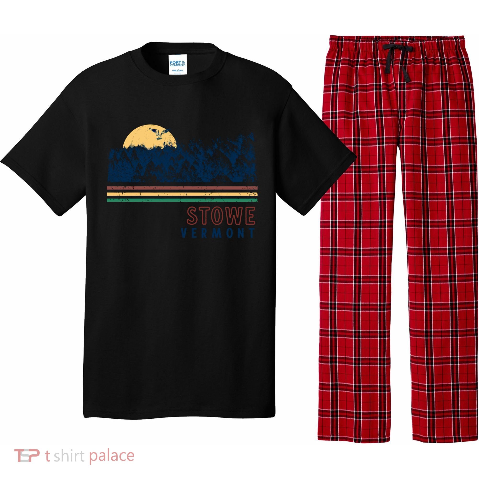 Stowe Vermont Hiking Skiing Retro Cool Gift Pajama Set