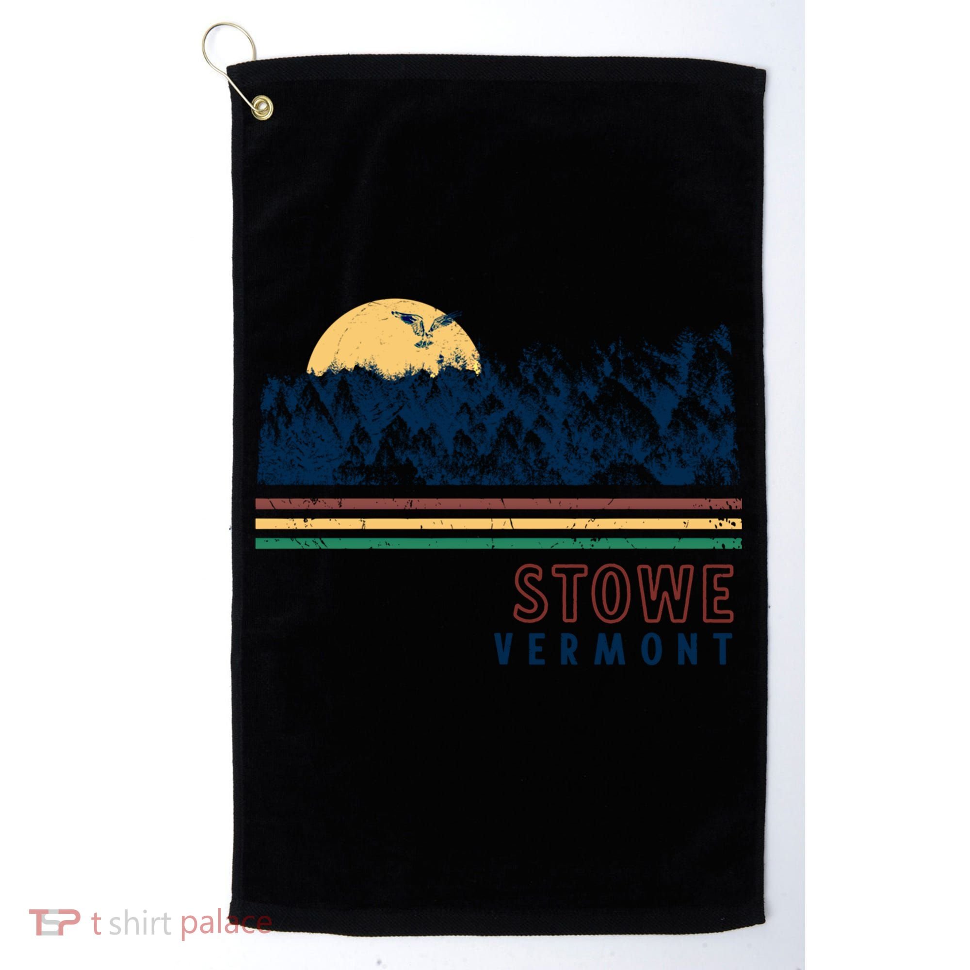 Stowe Vermont Hiking Skiing Retro Cool Gift Golf Towel