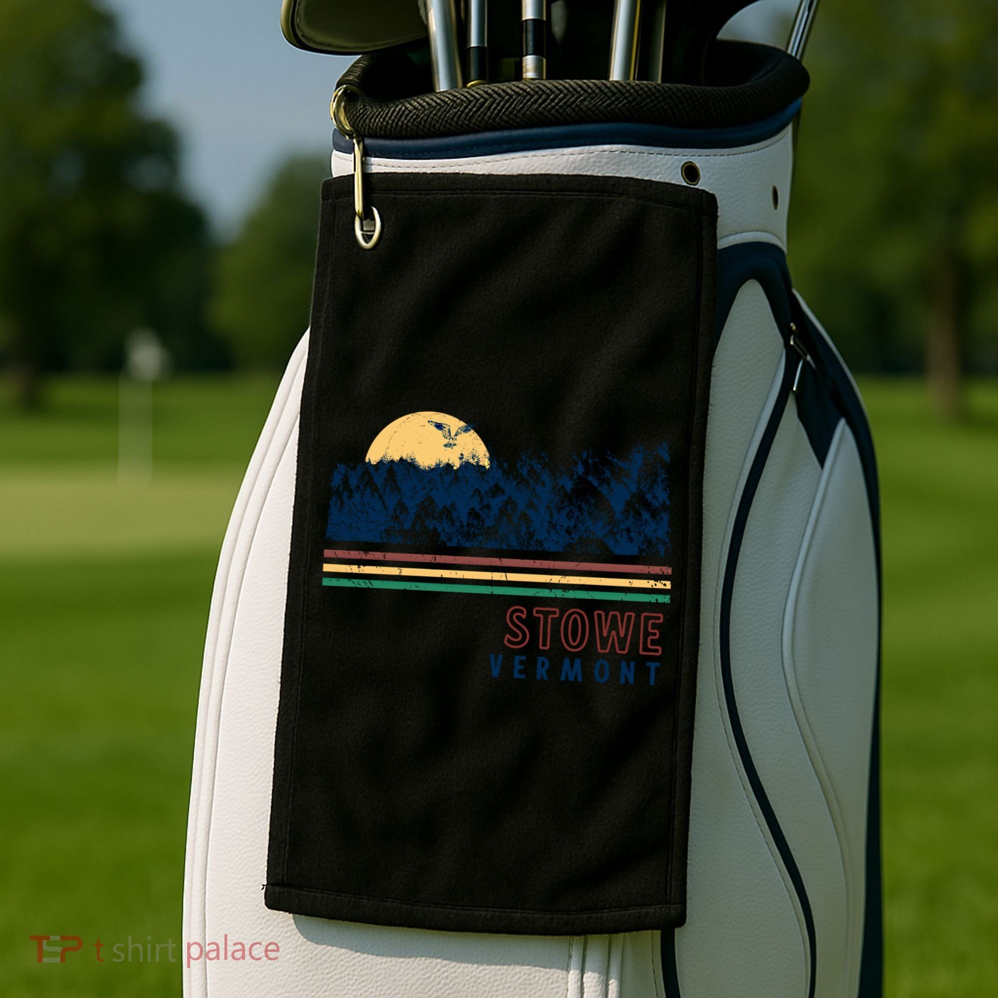 Stowe Vermont Hiking Skiing Retro Cool Gift Golf Towel