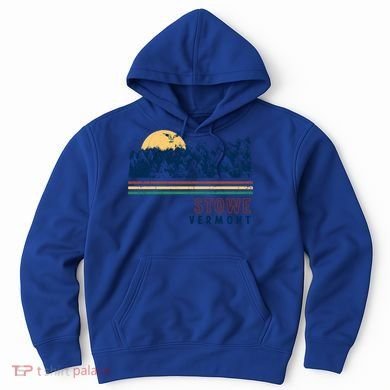 Stowe Vermont Hiking Skiing Retro Cool Gift Hoodie