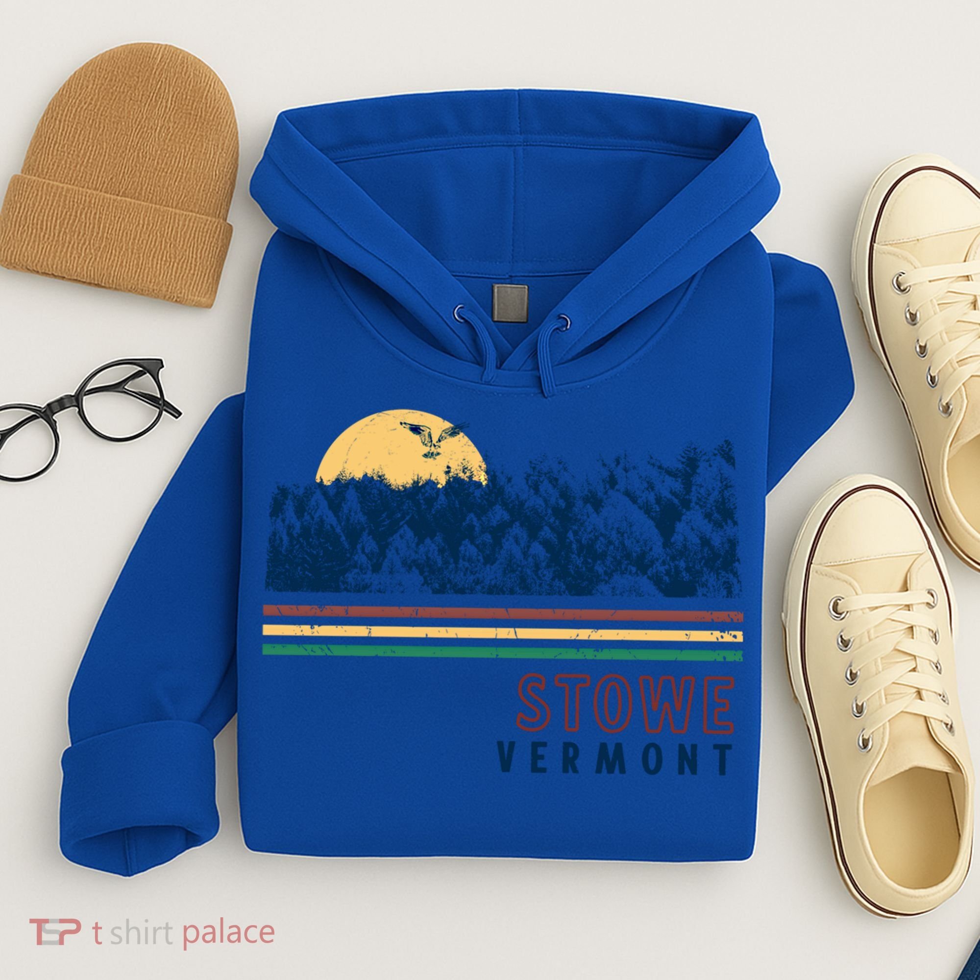 Stowe Vermont Hiking Skiing Retro Cool Gift Hoodie
