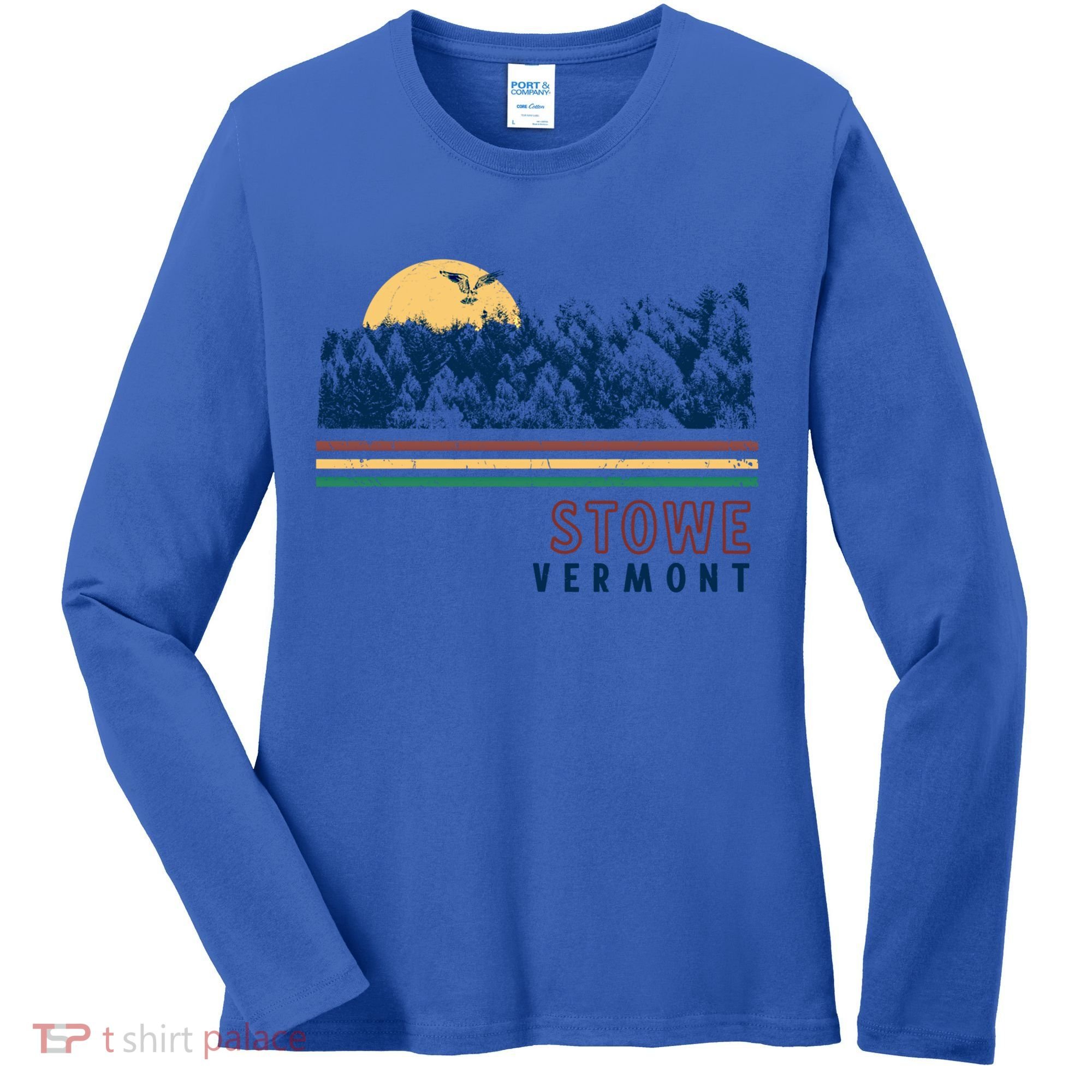 Stowe Vermont Hiking Skiing Retro Cool Gift Women's Long Sleeve Shirt