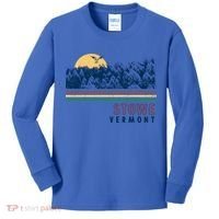 Stowe Vermont Hiking Skiing Retro Cool Gift Kids Long Sleeve Shirt thumb 0