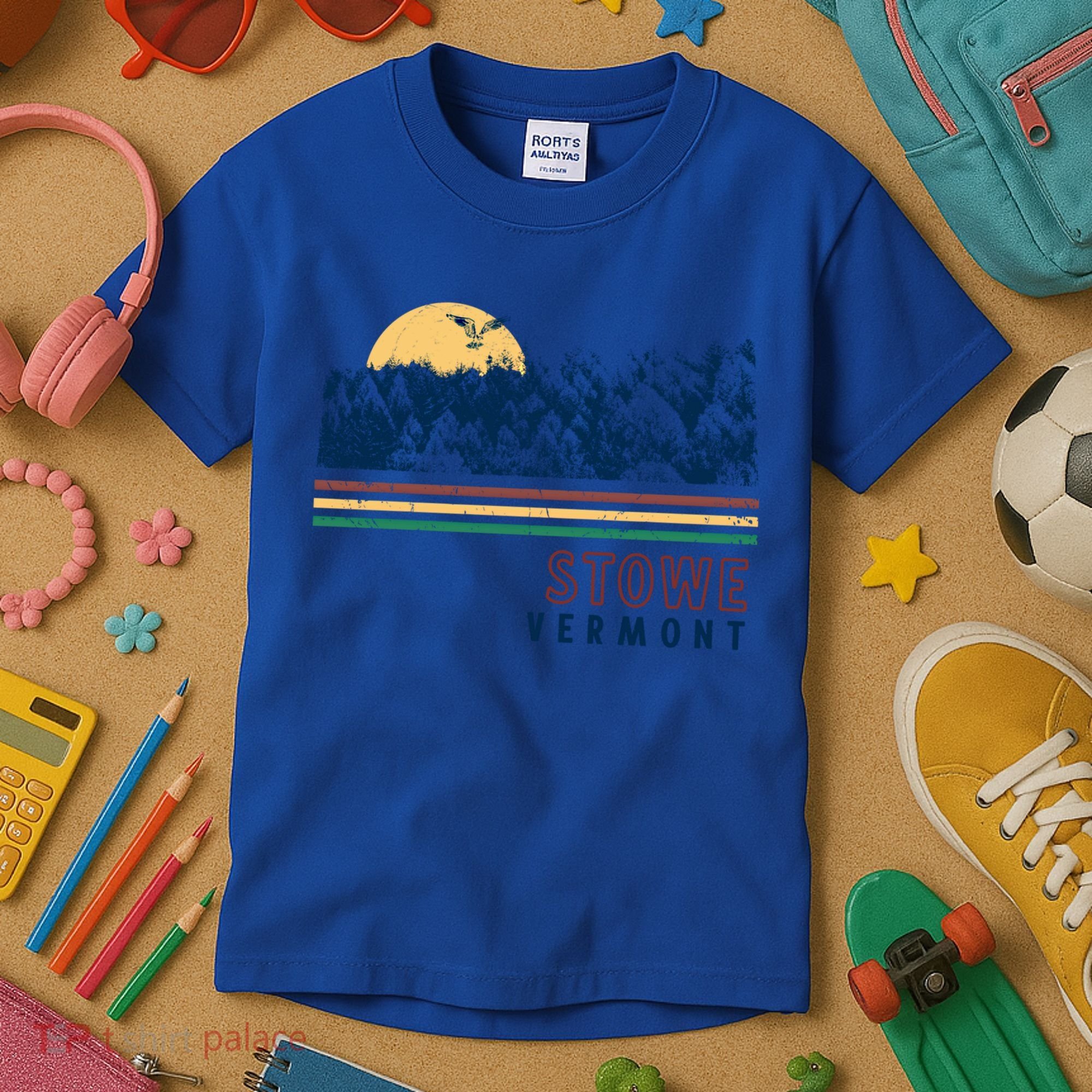 Stowe Vermont Hiking Skiing Retro Cool Gift Kids T-Shirt