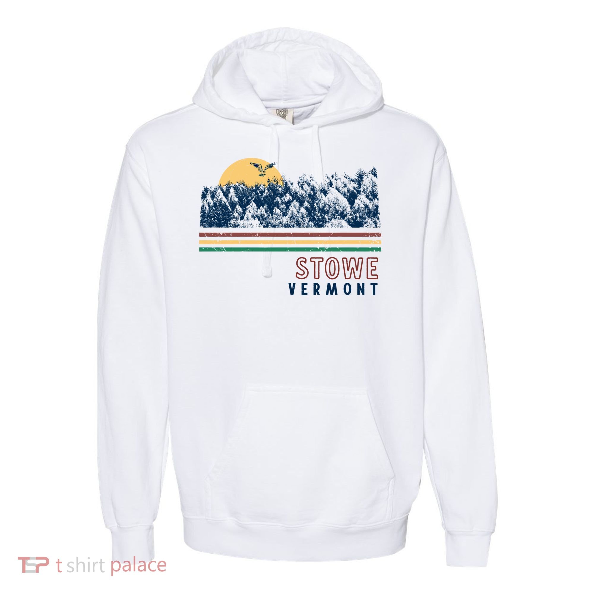 Stowe Vermont Hiking Skiing Retro Cool Gift Comfort Colors Garment-Dyed Hooded Sweatshirt