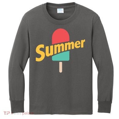 Summer Vacation Ice Cream Popsicle Kids Long Sleeve Shirt