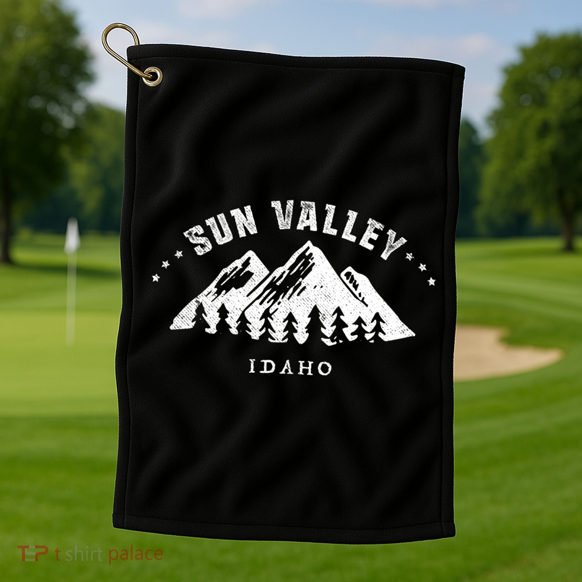 Sun Valley Idaho Outdoors Adventure Mountain Graphic Gift Golf Towel