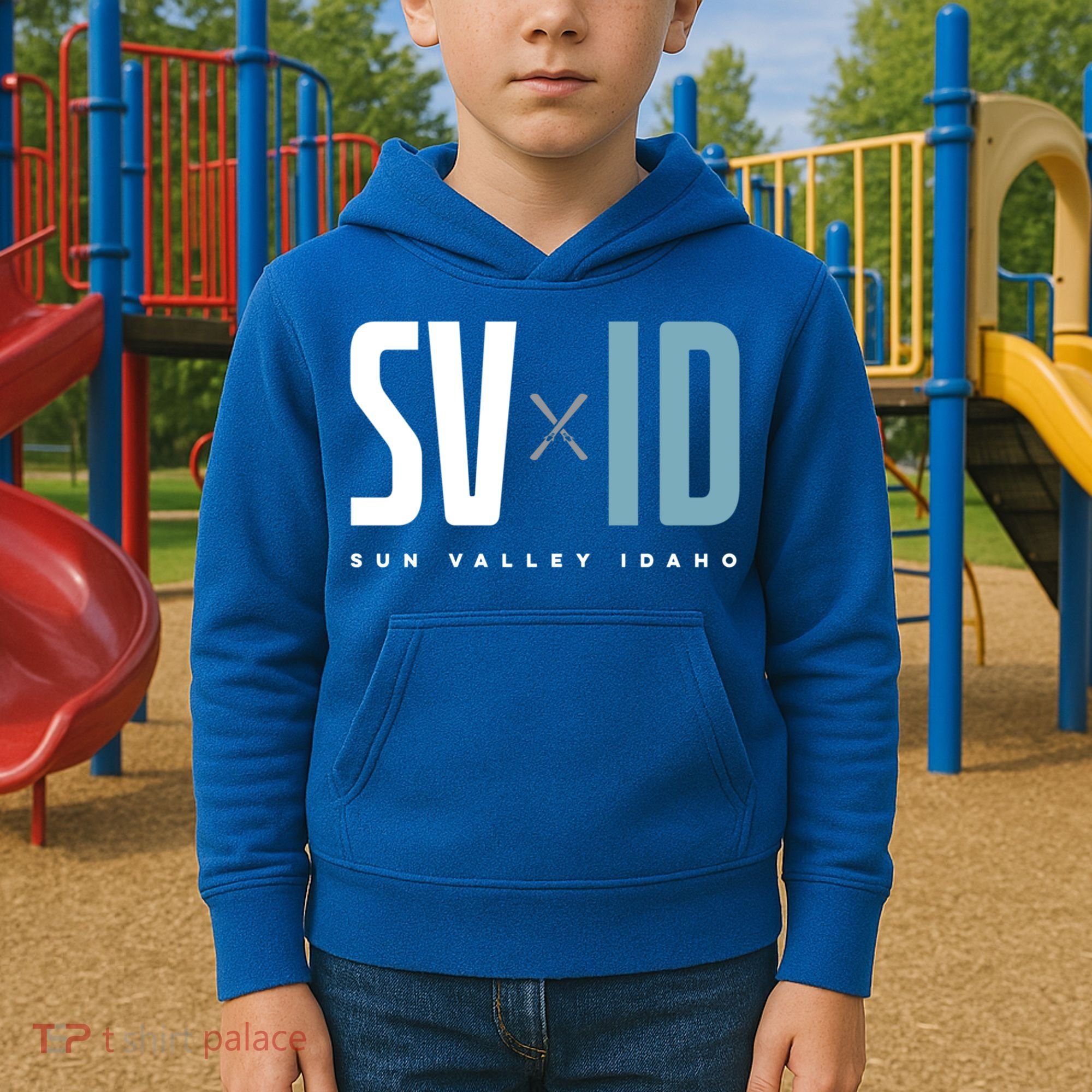 Sun Valley Idaho Graphic Ski Gift Kids Hoodie