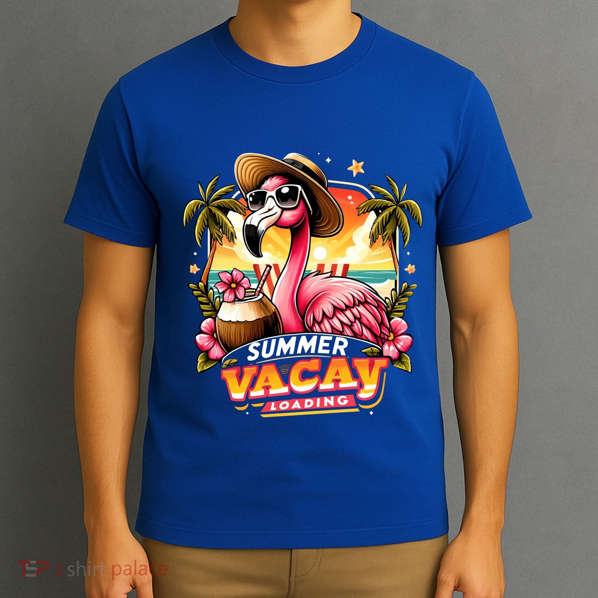 Summer Vacay Loading Hello Summer Cute Flamingo Family Trip Gift T-Shirt
