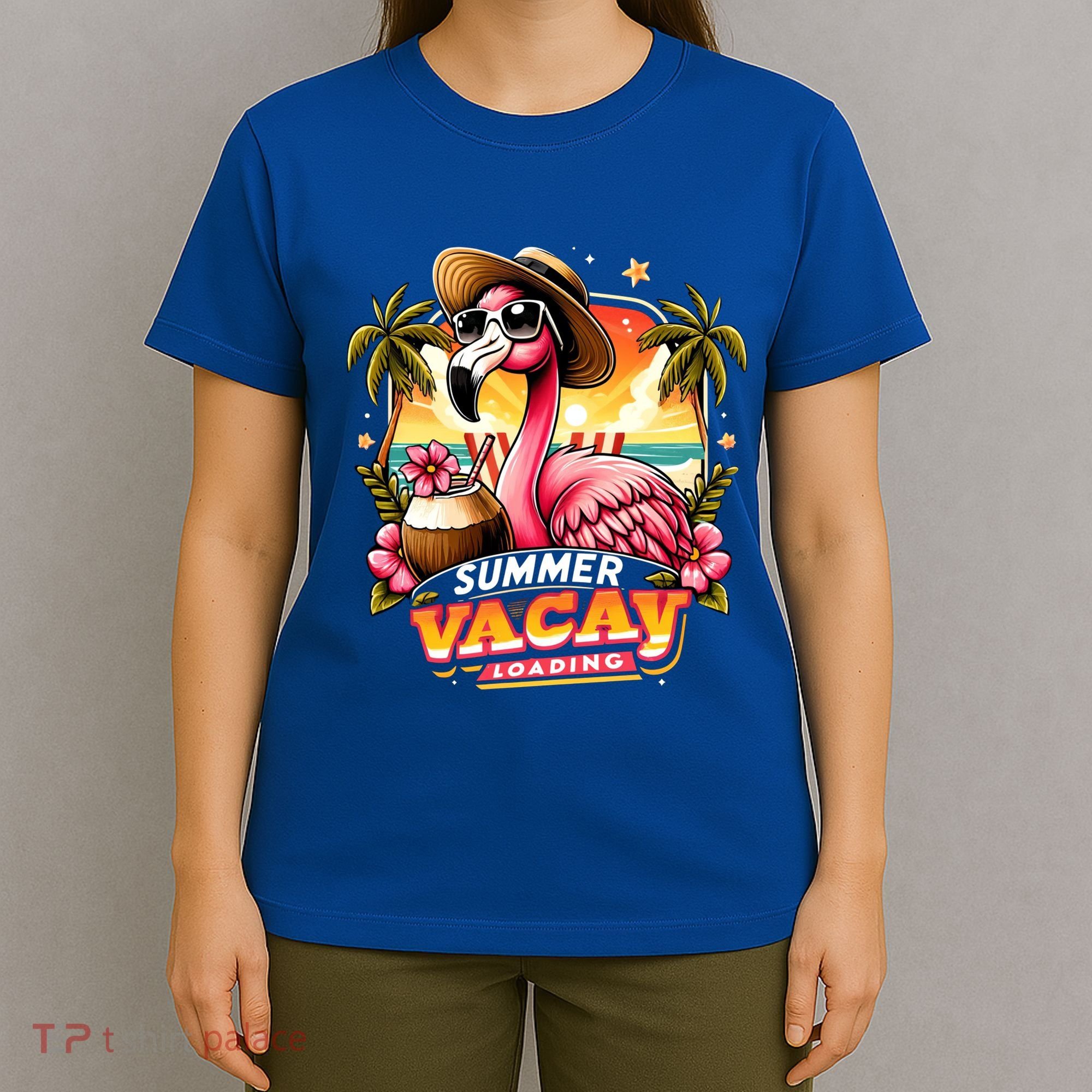 Summer Vacay Loading Hello Summer Cute Flamingo Family Trip Gift T-Shirt