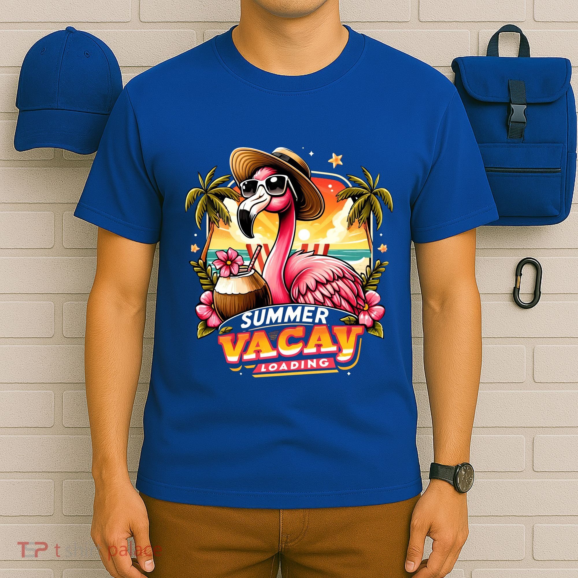 Summer Vacay Loading Hello Summer Cute Flamingo Family Trip Gift T-Shirt