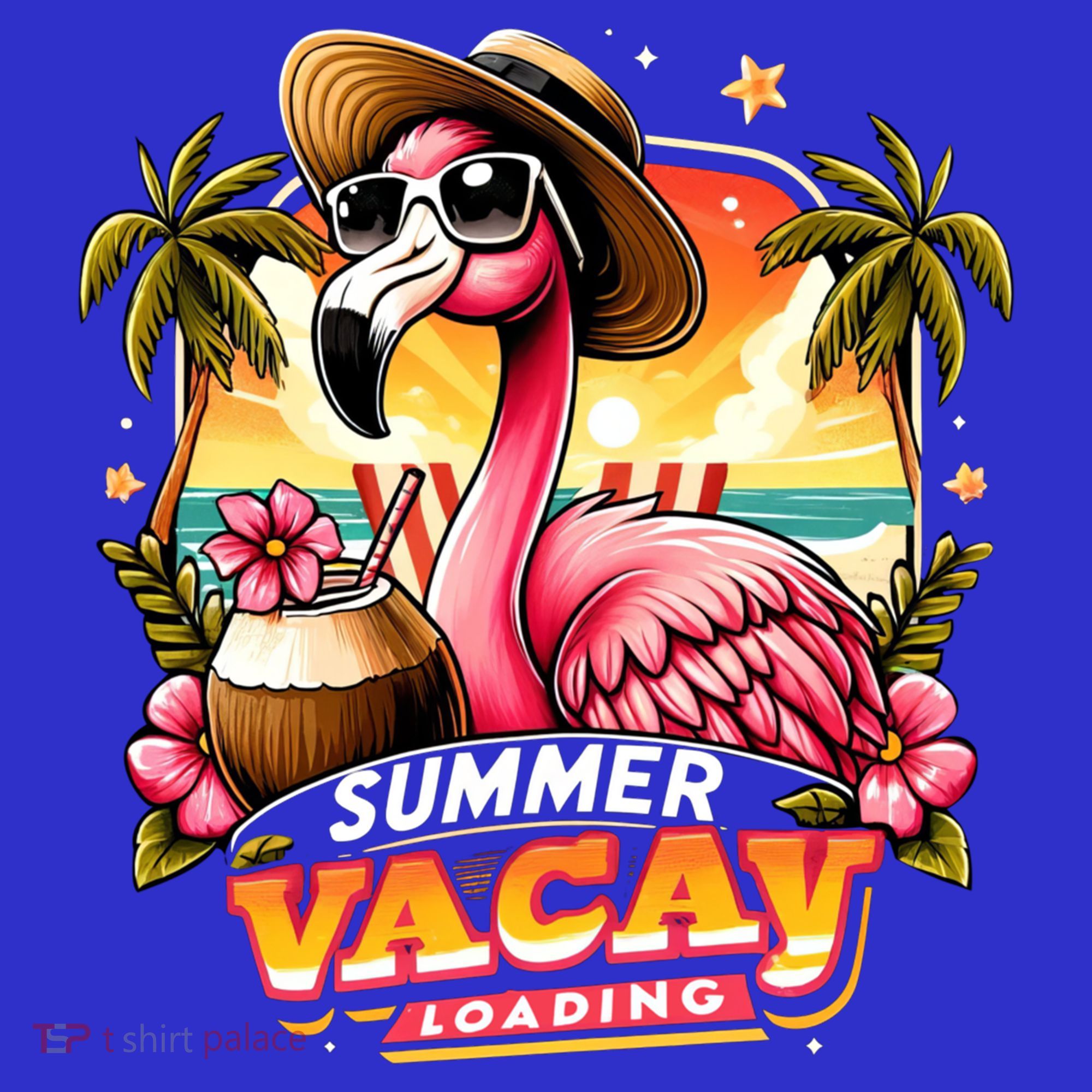 Summer Vacay Loading Hello Summer Cute Flamingo Family Trip Gift T-Shirt