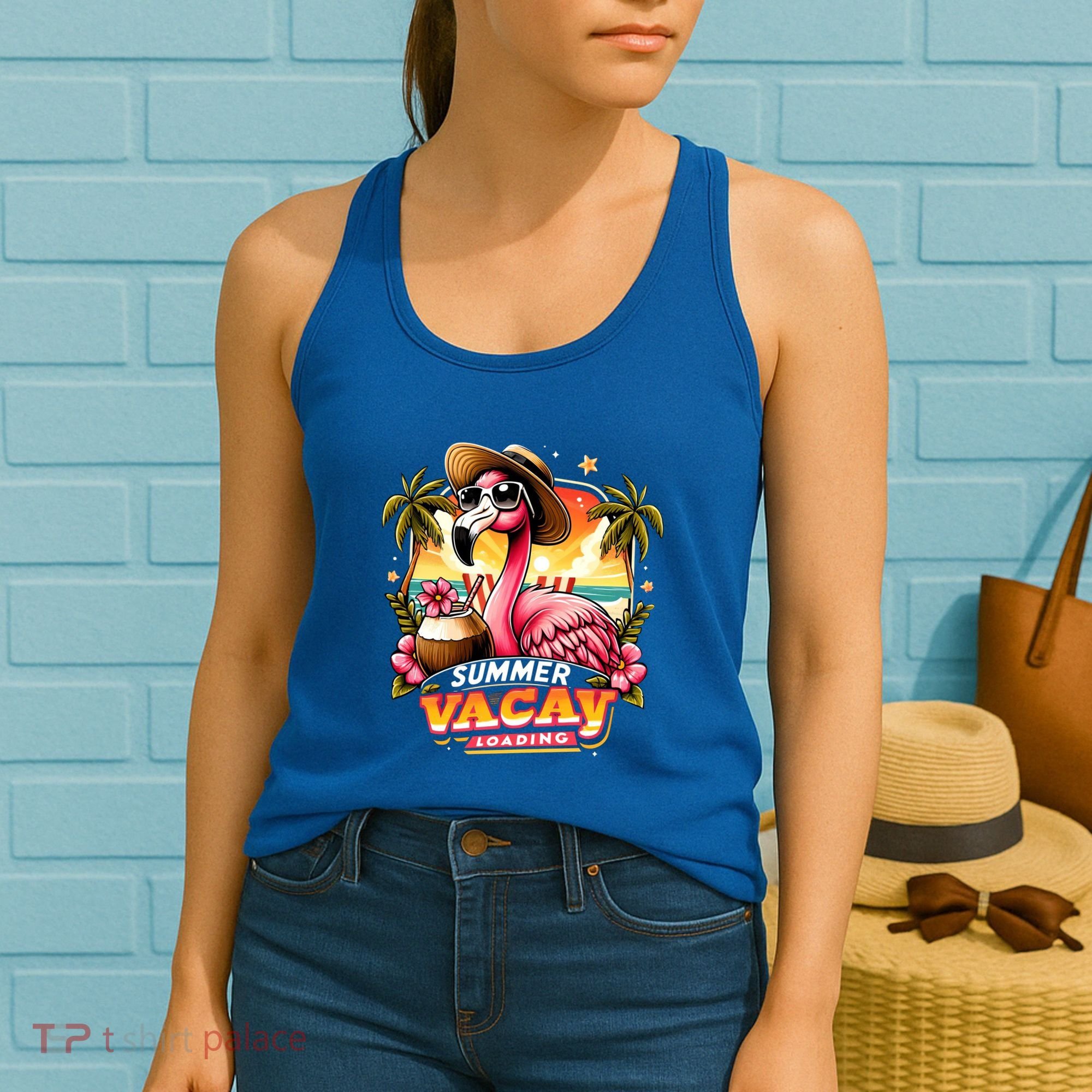 Summer Vacay Loading Hello Summer Cute Flamingo Family Trip Gift Women's Tank Top