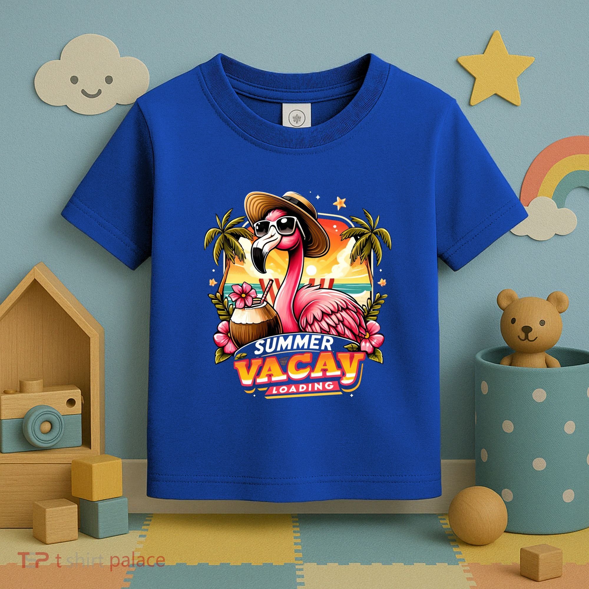 Summer Vacay Loading Hello Summer Cute Flamingo Family Trip Gift Toddler T-Shirt