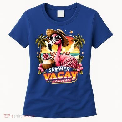 Summer Vacay Loading Hello Summer Cute Flamingo Family Trip Gift Women's T-Shirt