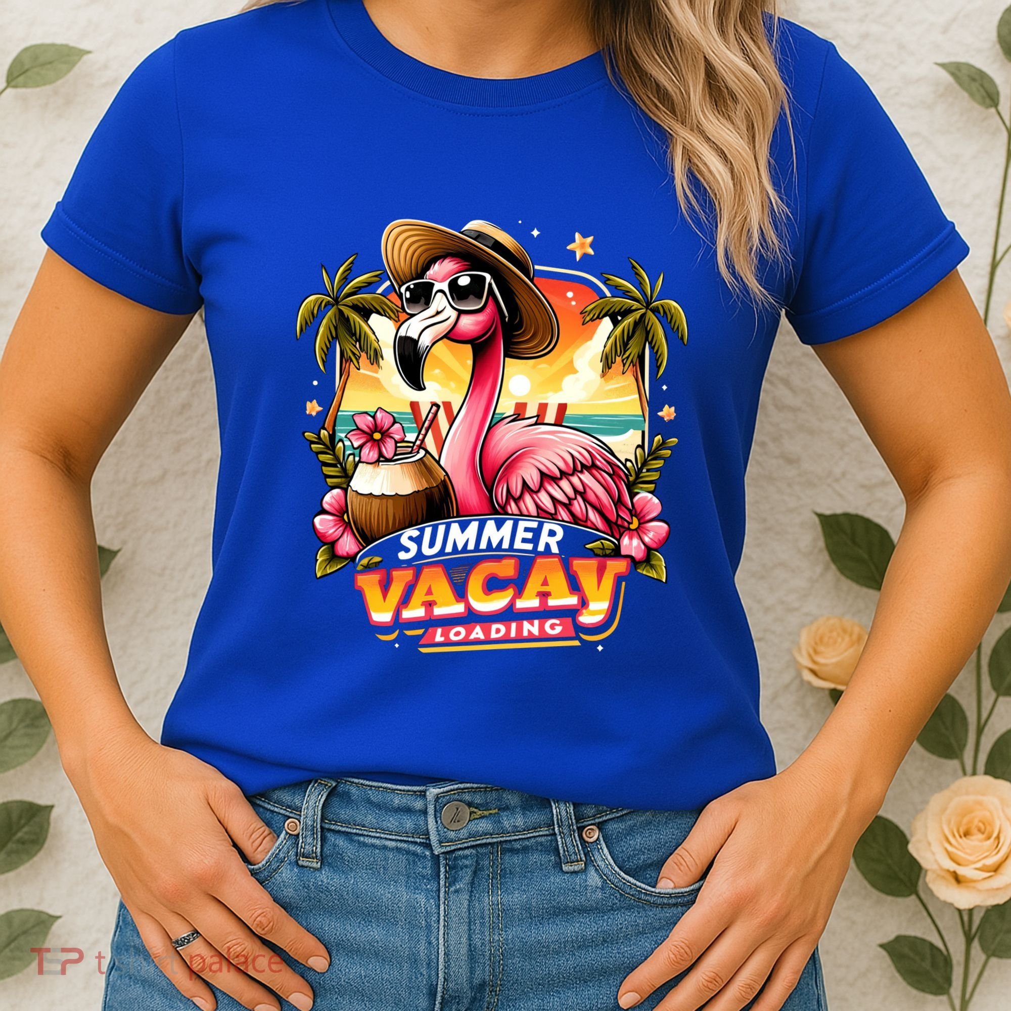 Summer Vacay Loading Hello Summer Cute Flamingo Family Trip Gift Women's T-Shirt
