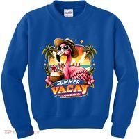 Summer Vacay Loading Hello Summer Cute Flamingo Family Trip Gift Kids Sweatshirt thumb 0