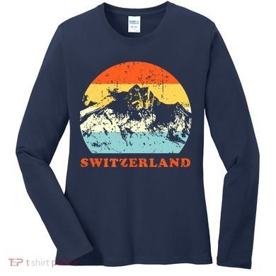 Switzerland Vintage Mountains Swiss Souvenir Gift Women's Long Sleeve Shirt