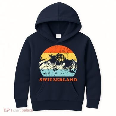 Switzerland Vintage Mountains Swiss Souvenir Gift Kids Hoodie