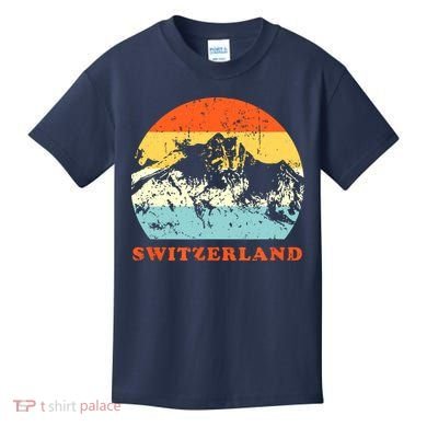 Switzerland Vintage Mountains Swiss Souvenir Gift Kids T-Shirt