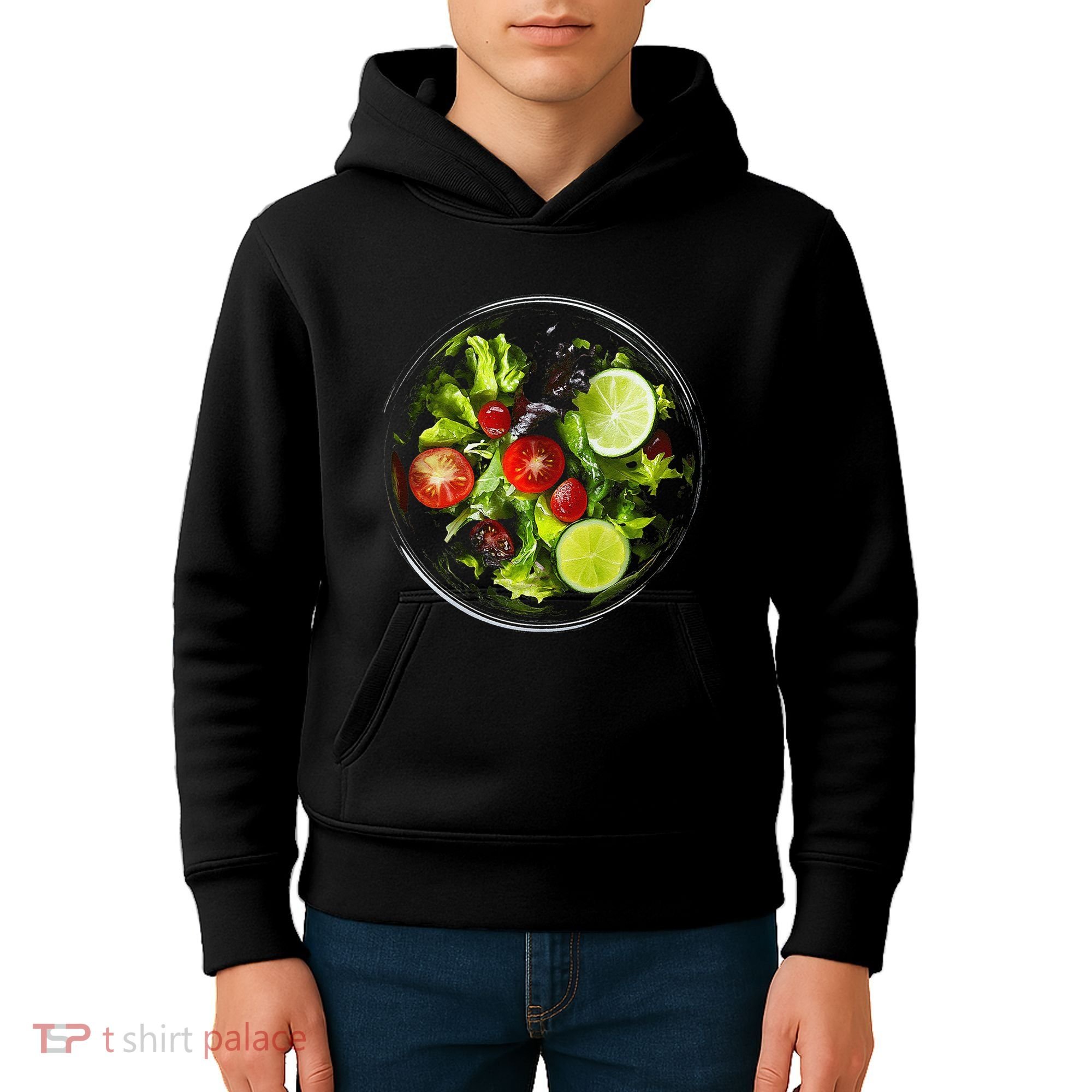 Saladkit Vegetable Motif Illustration Salad Kit Kids Hoodie