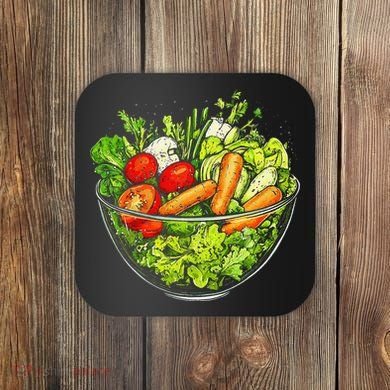 Saladkit Vegetable Motif Illustration Salad Kit Coaster