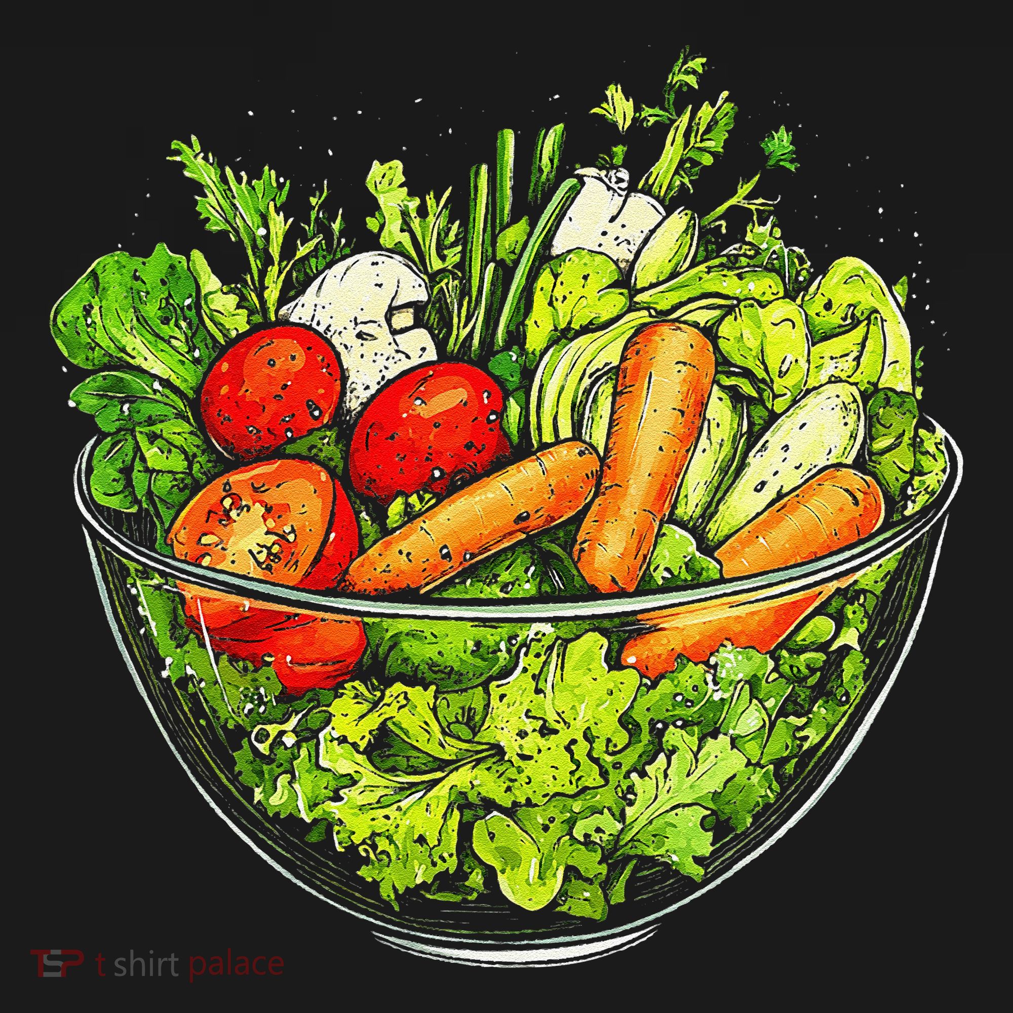 Saladkit Vegetable Motif Illustration Salad Kit Coaster