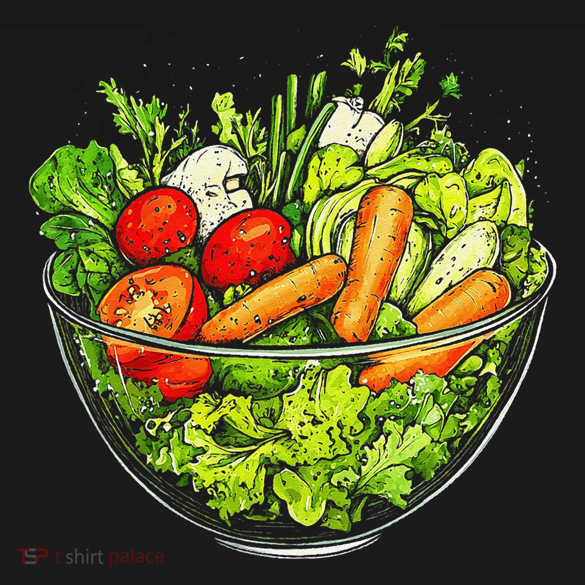 Saladkit Vegetable Motif Illustration Salad Kit Ornament