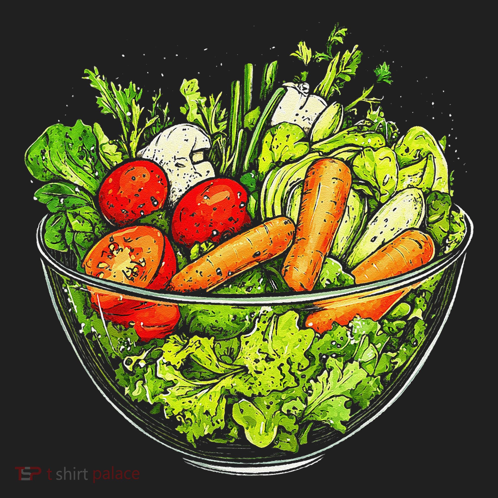 Saladkit Vegetable Motif Illustration Salad Kit Hat
