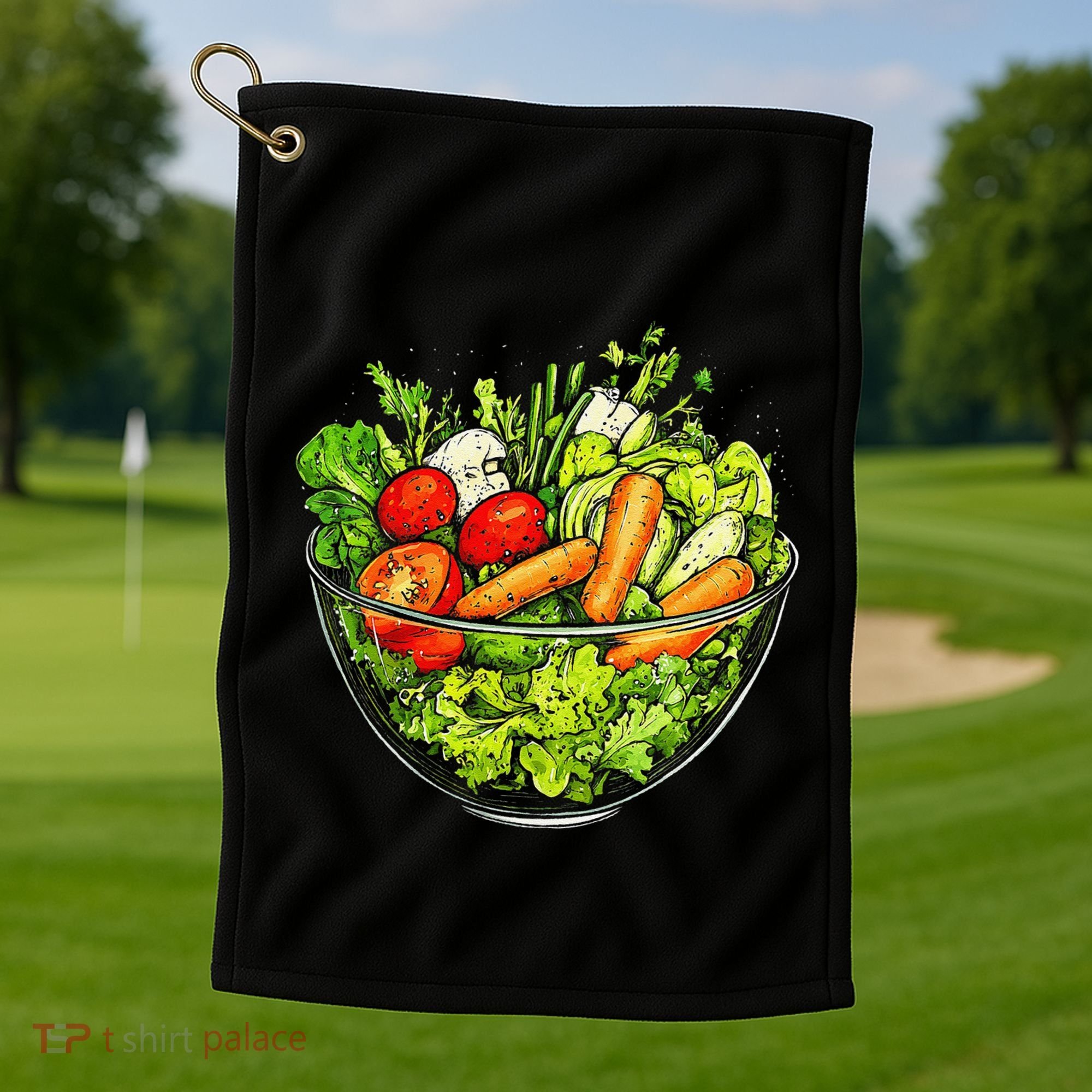 Saladkit Vegetable Motif Illustration Salad Kit Golf Towel