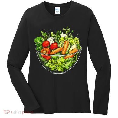 Saladkit Vegetable Motif Illustration Salad Kit Women's Long Sleeve Shirt