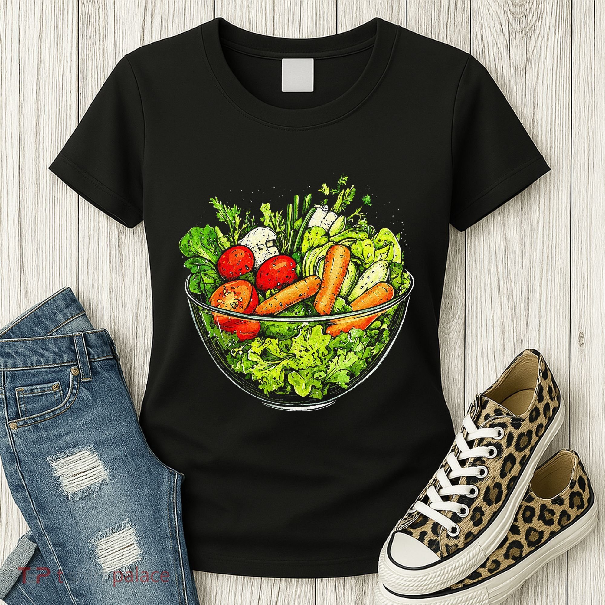 Saladkit Vegetable Motif Illustration Salad Kit Women's T-Shirt