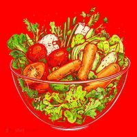 Saladkit Vegetable Motif Illustration Salad Kit Santa Hat thumb 1