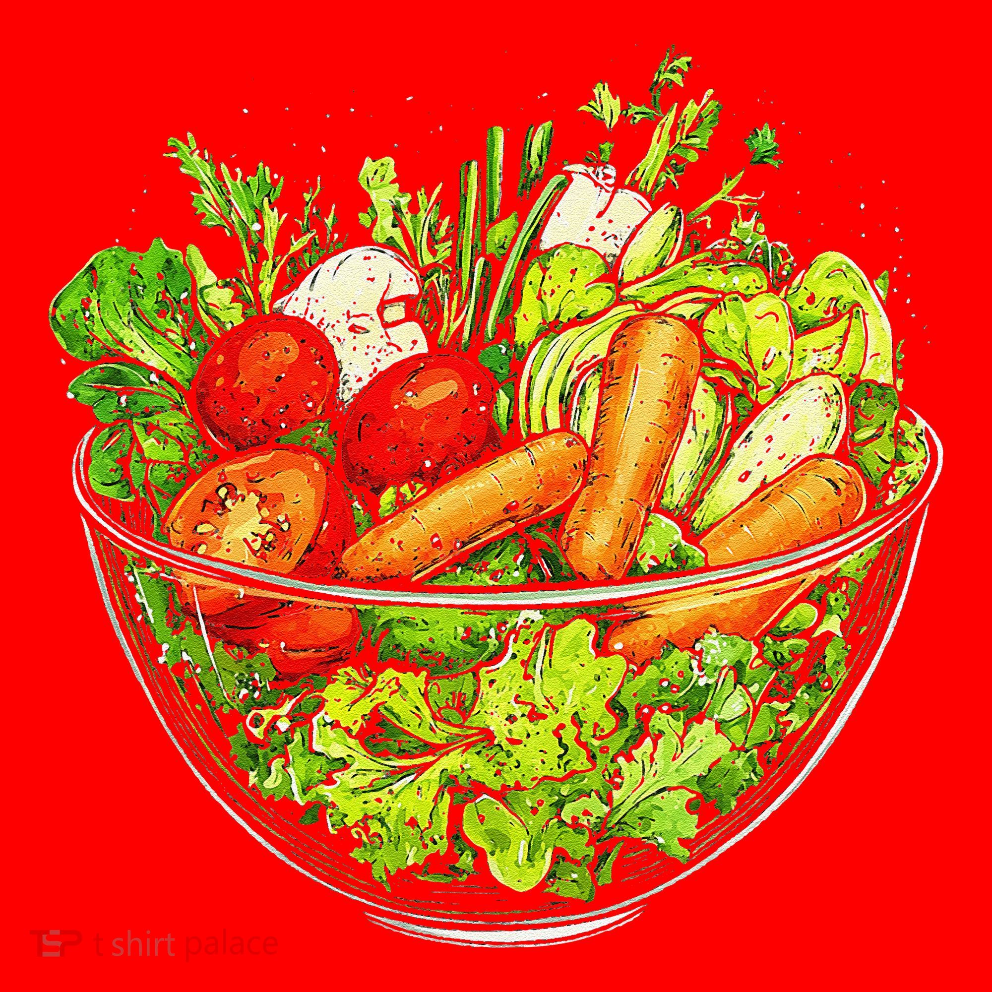 Saladkit Vegetable Motif Illustration Salad Kit Santa Hat