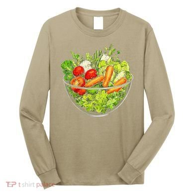 Saladkit Vegetable Motif Illustration Salad Kit Long Sleeve Shirt