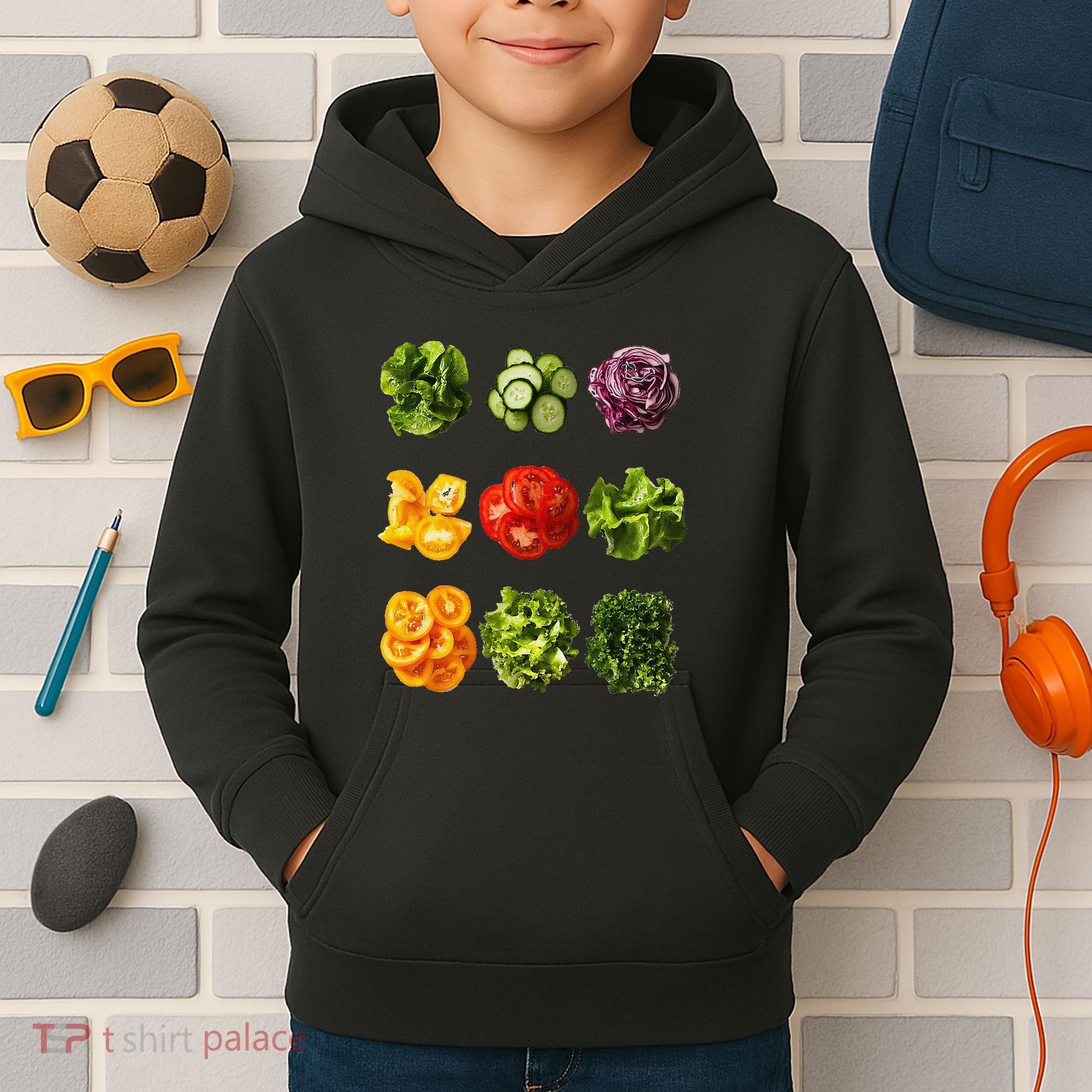 Saladkit Vegetable Motif Garden Saladkit Kids Hoodie