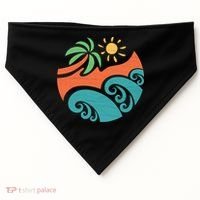 Summer Vacation Ocean Waves USA-Made Doggie Bandana thumb 0