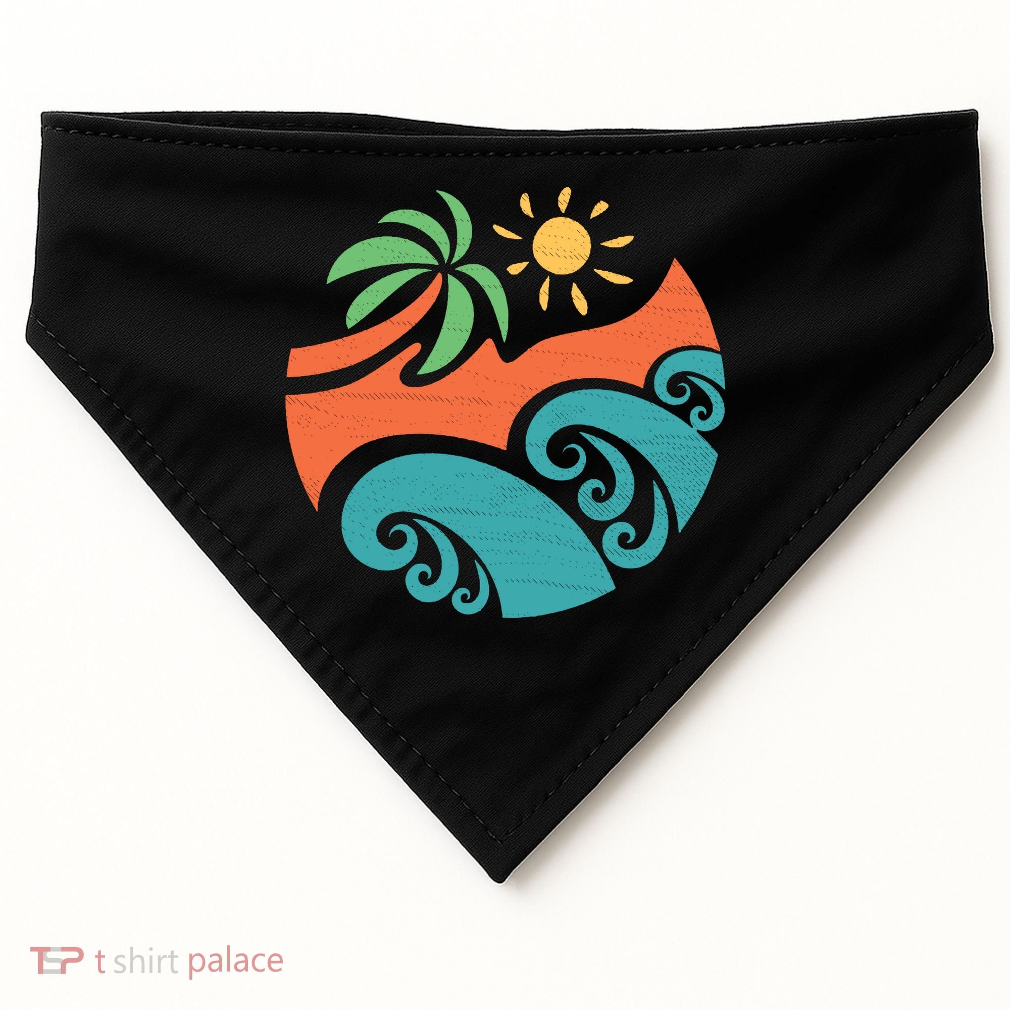Summer Vacation Ocean Waves USA-Made Doggie Bandana