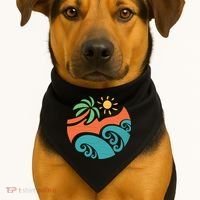 Summer Vacation Ocean Waves USA-Made Doggie Bandana thumb 1